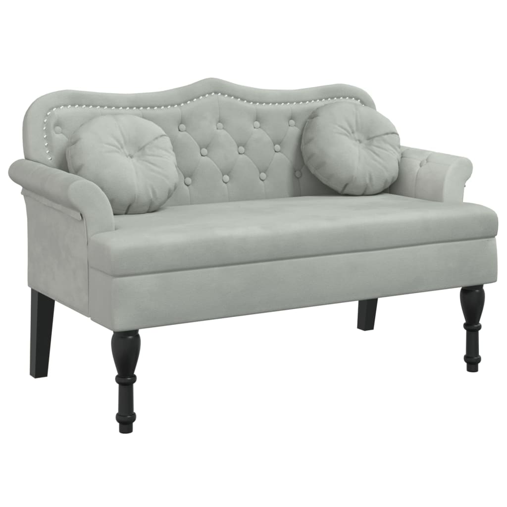 Panca con Cuscini Grigio Chiaro 120,5x65x75 cm Velluto