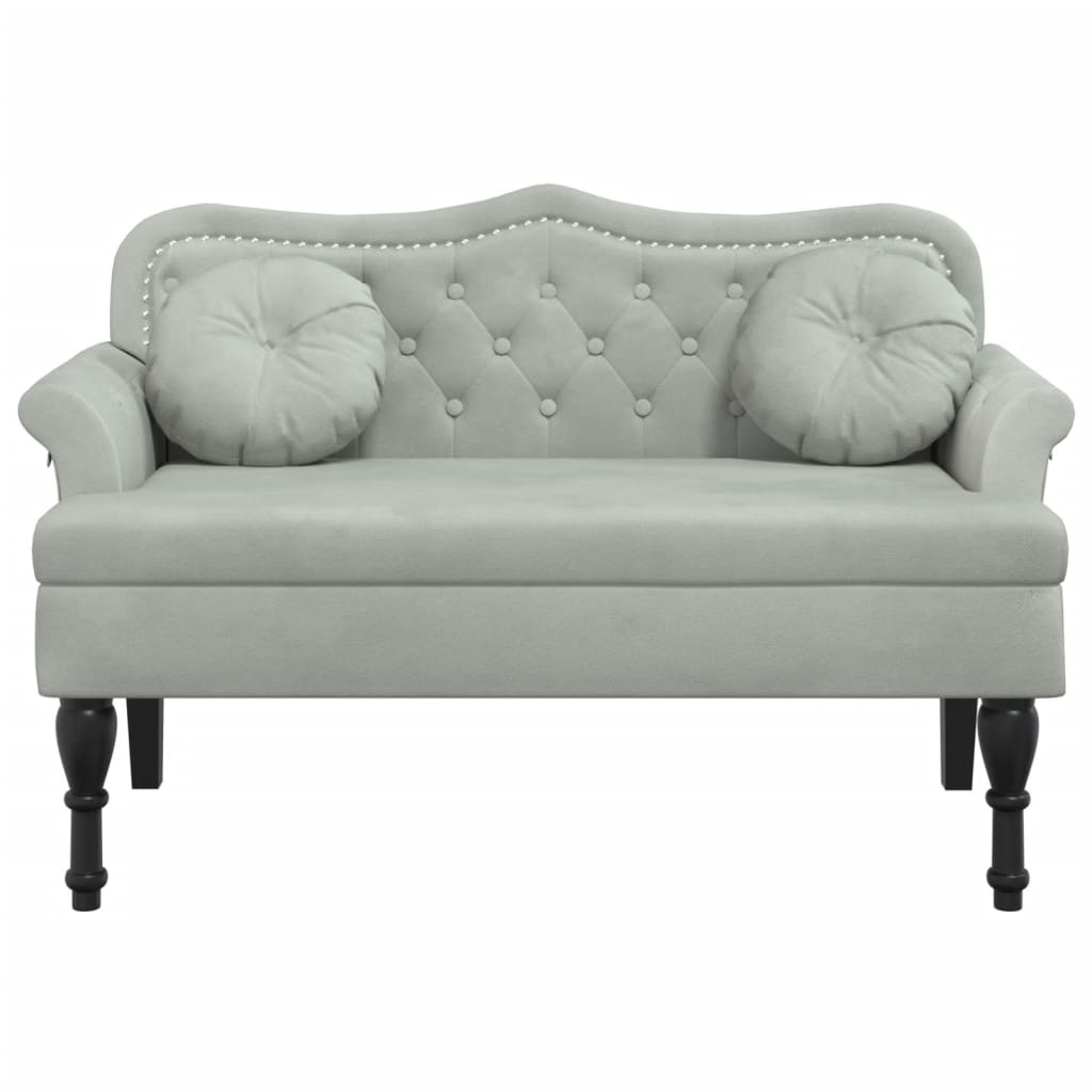 Panca con Cuscini Grigio Chiaro 120,5x65x75 cm Velluto