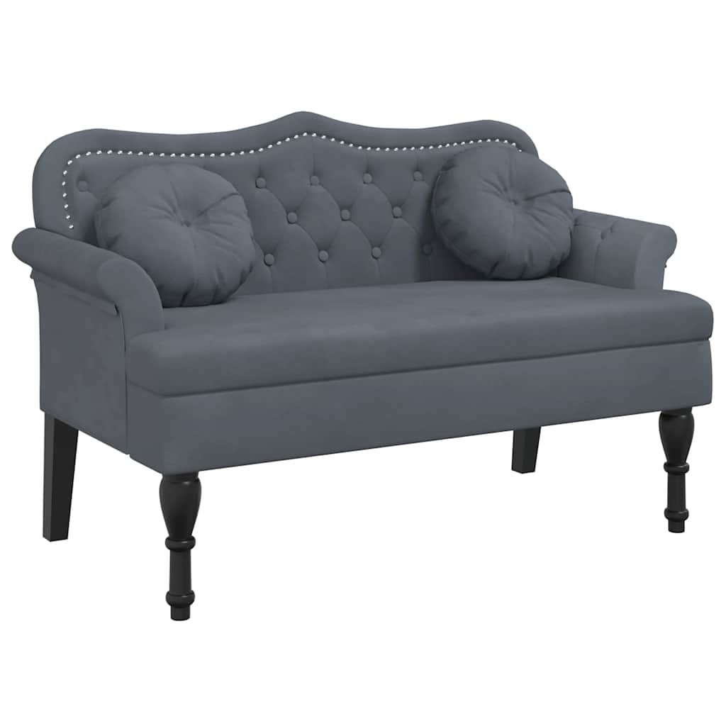 Panca con Cuscini Grigio Scuro 120,5x65x75 cm Velluto