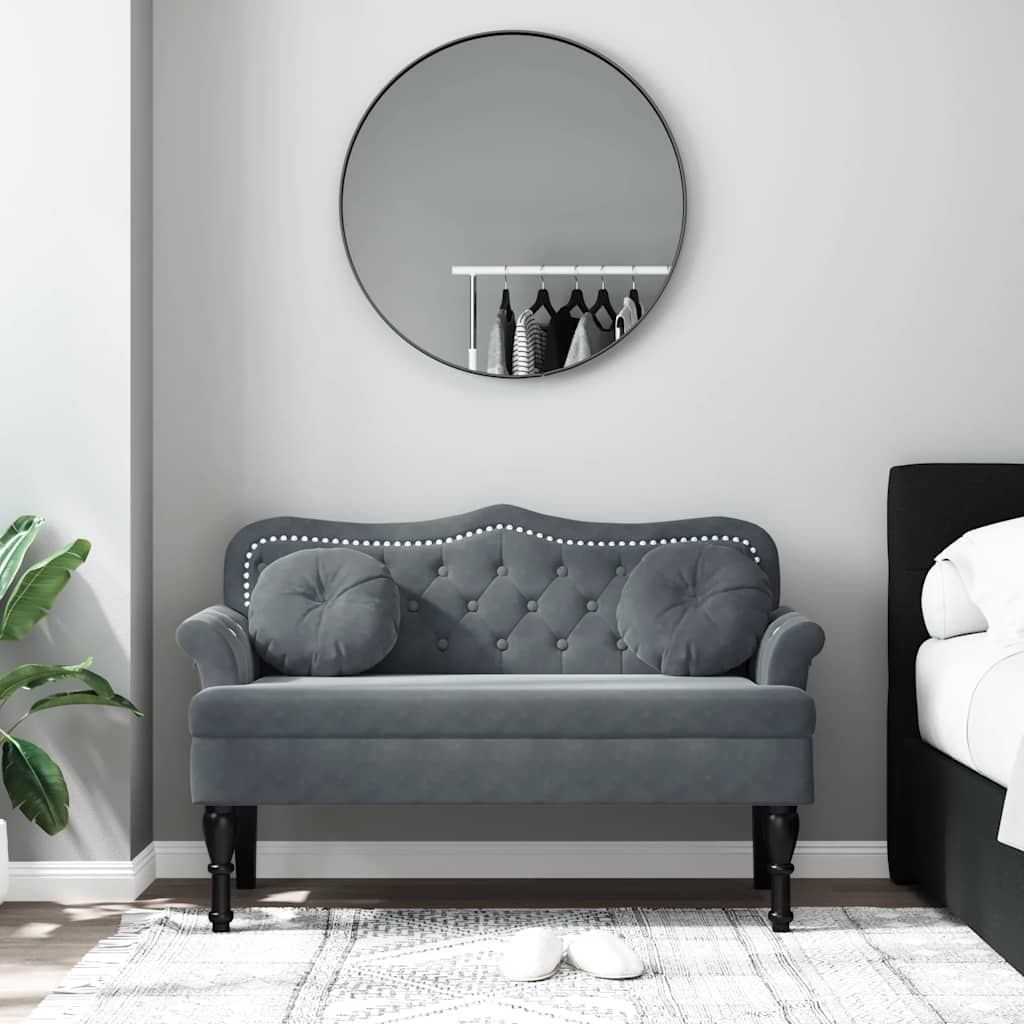 Panca con Cuscini Grigio Scuro 120,5x65x75 cm Velluto