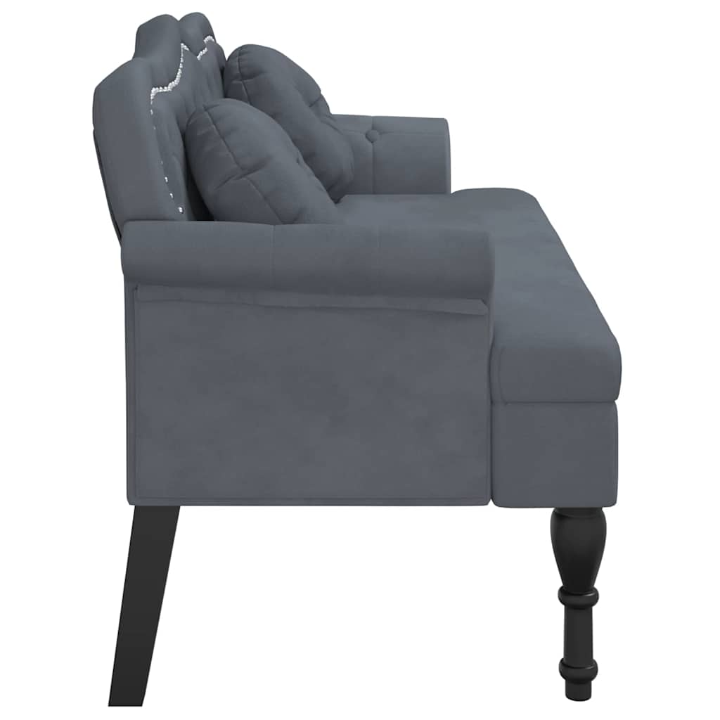 Panca con Cuscini Grigio Scuro 120,5x65x75 cm Velluto