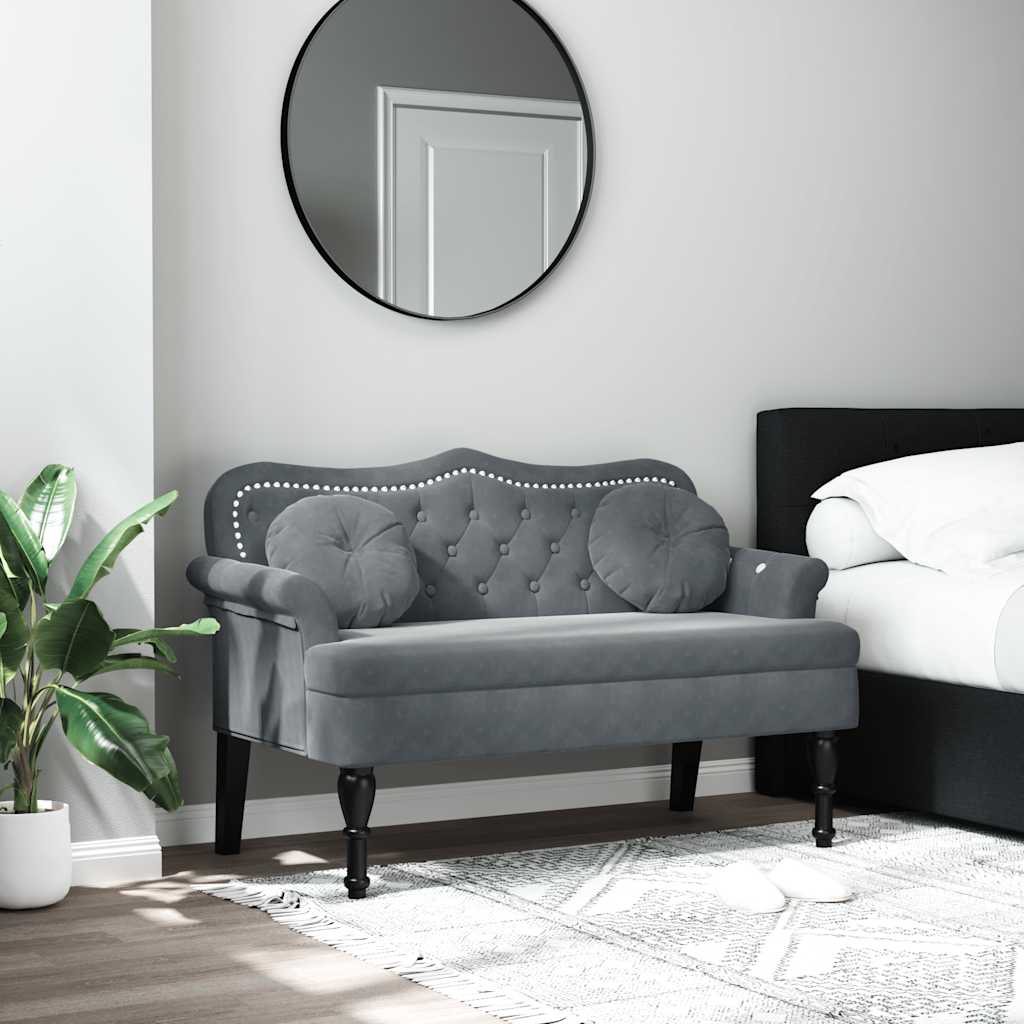 Panca con Cuscini Grigio Scuro 120,5x65x75 cm Velluto
