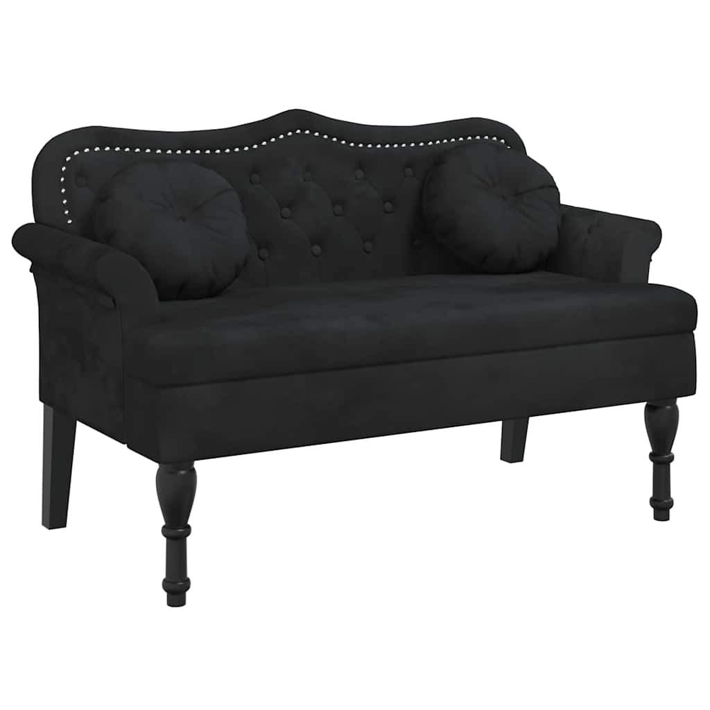 Panca con Cuscini Nera 120,5x65x75 cm Velluto