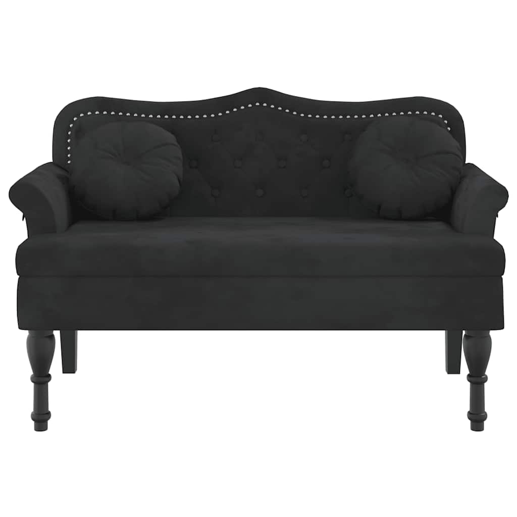 Panca con Cuscini Nera 120,5x65x75 cm Velluto