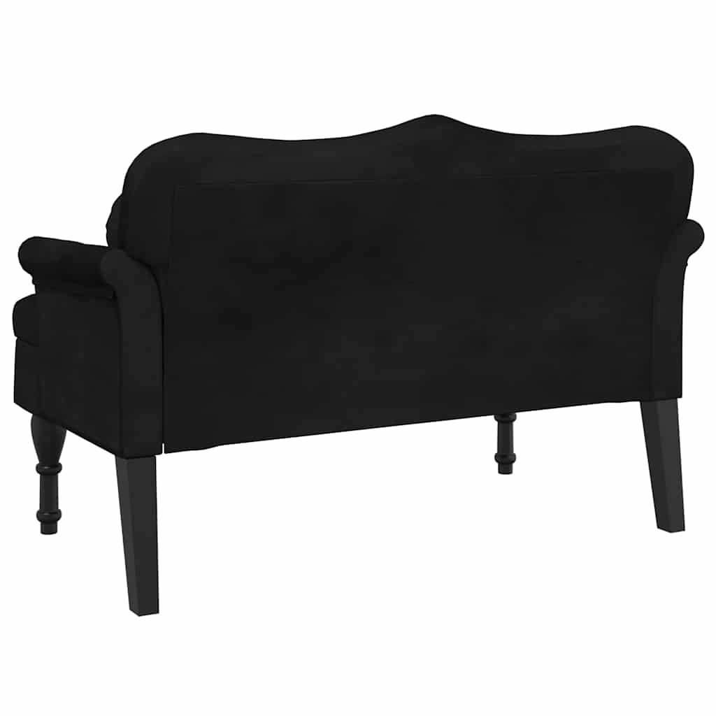 Panca con Cuscini Nera 120,5x65x75 cm Velluto