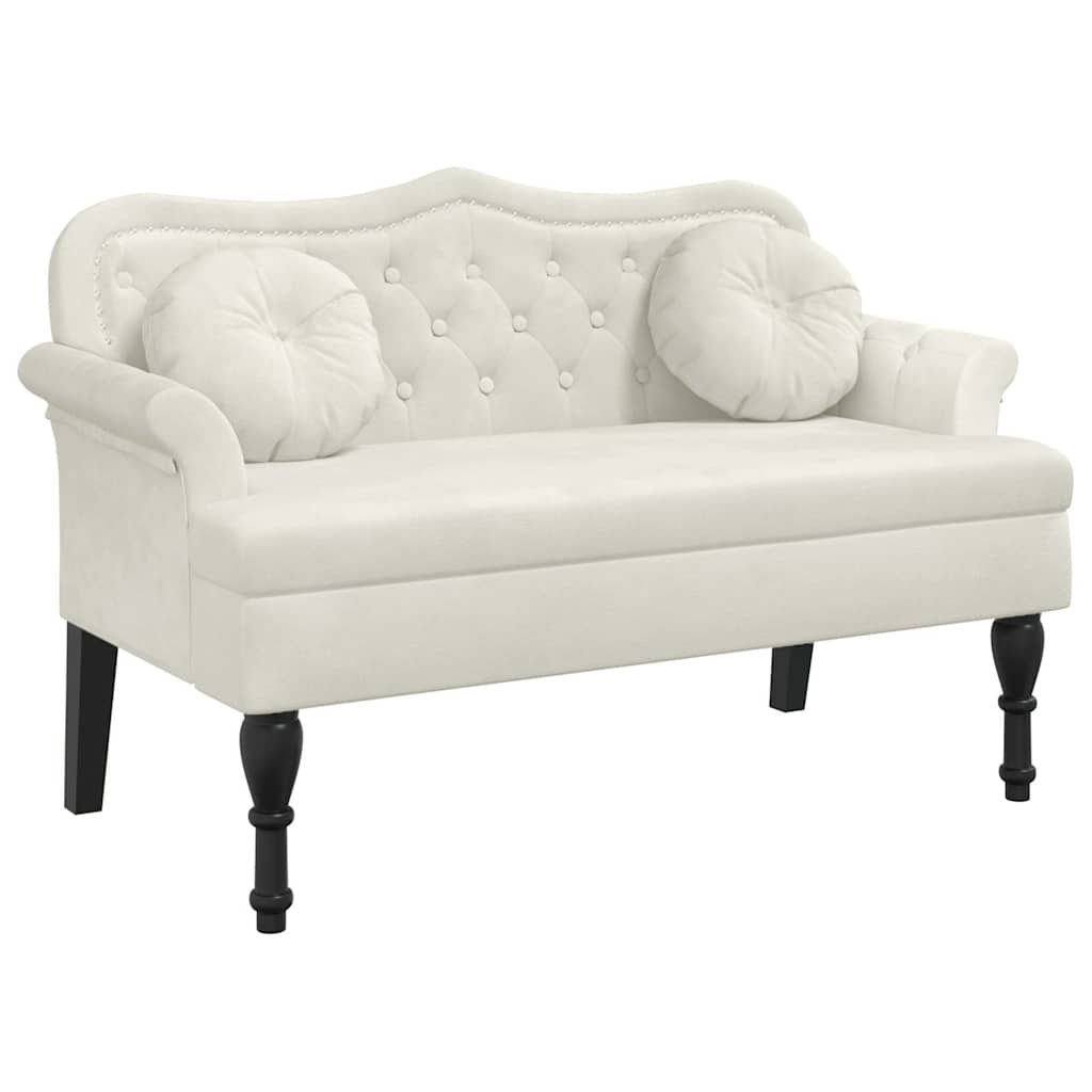 Panca con Cuscini Crema 120,5x65x75 cm in Velluto