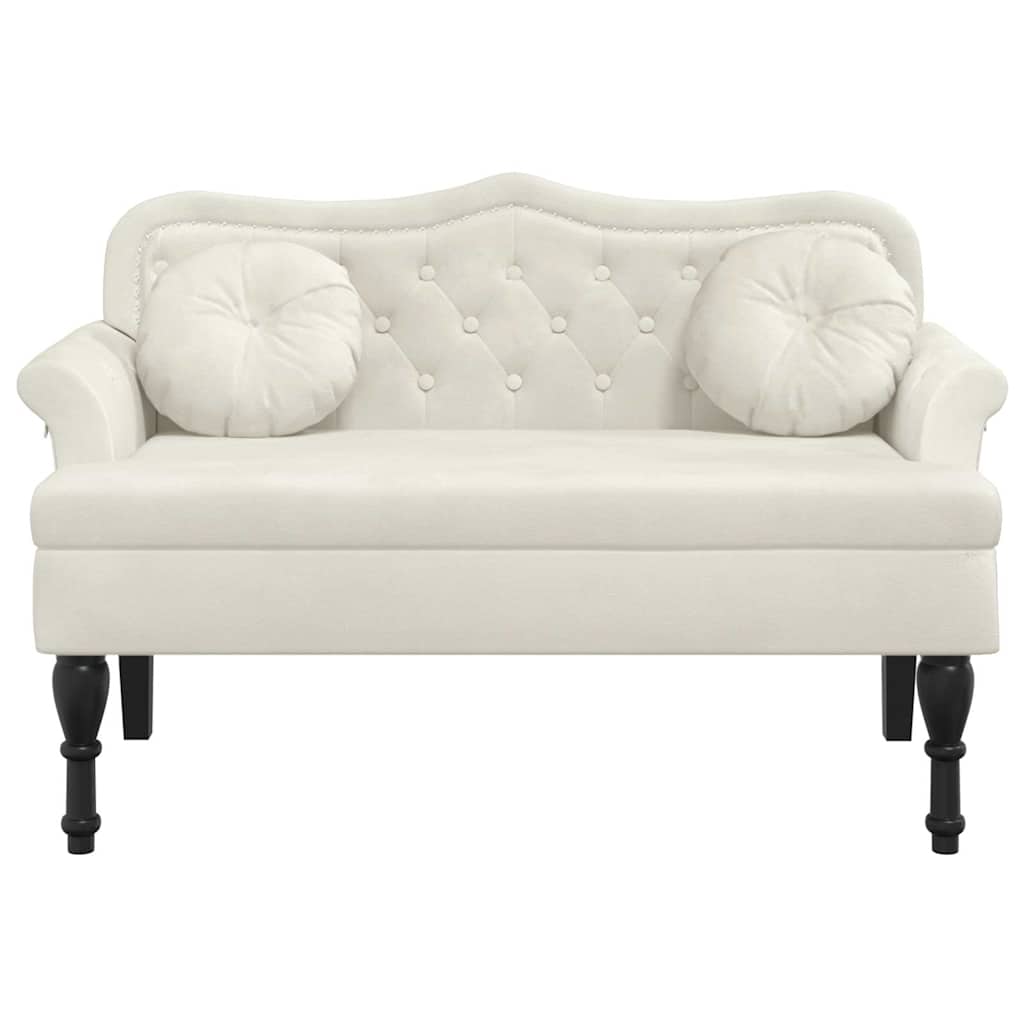 Panca con Cuscini Crema 120,5x65x75 cm in Velluto