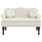 Panca con Cuscini Crema 120,5x65x75 cm in Velluto
