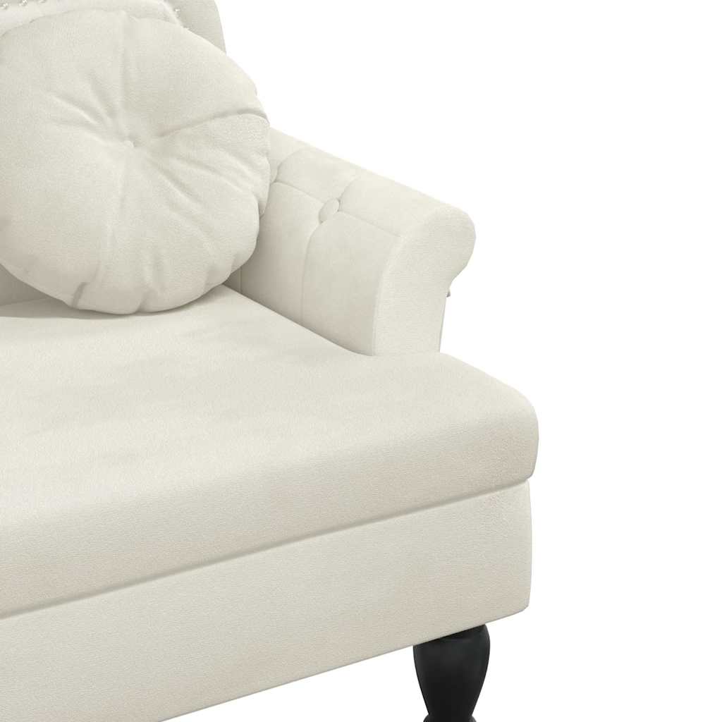 Panca con Cuscini Crema 120,5x65x75 cm in Velluto