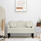 Panca con Cuscini Crema 120,5x65x75 cm in Velluto