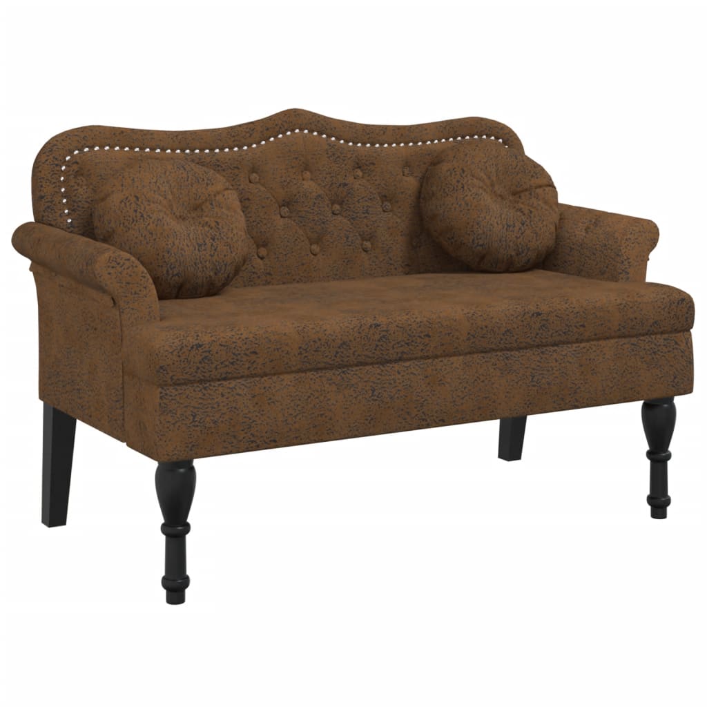 Panca con Cuscini Marrone 120,5x65x75 cm Similpelle Scamosciata