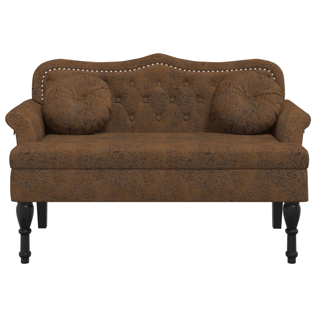 Panca con Cuscini Marrone 120,5x65x75 cm Similpelle Scamosciata