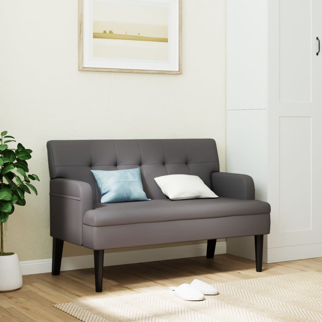 Panca con Schienale Grigia 112x65,5x75 cm in Similpelle