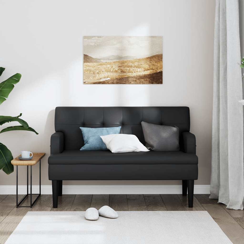 Panca con schienale nera 112x65,5x75 cm in similpelle