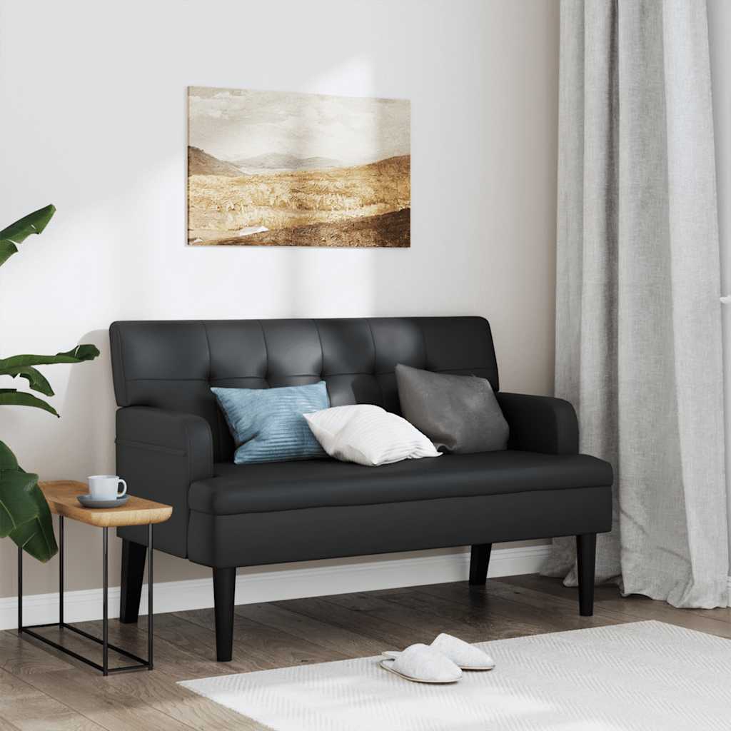 Panca con schienale nera 112x65,5x75 cm in similpelle