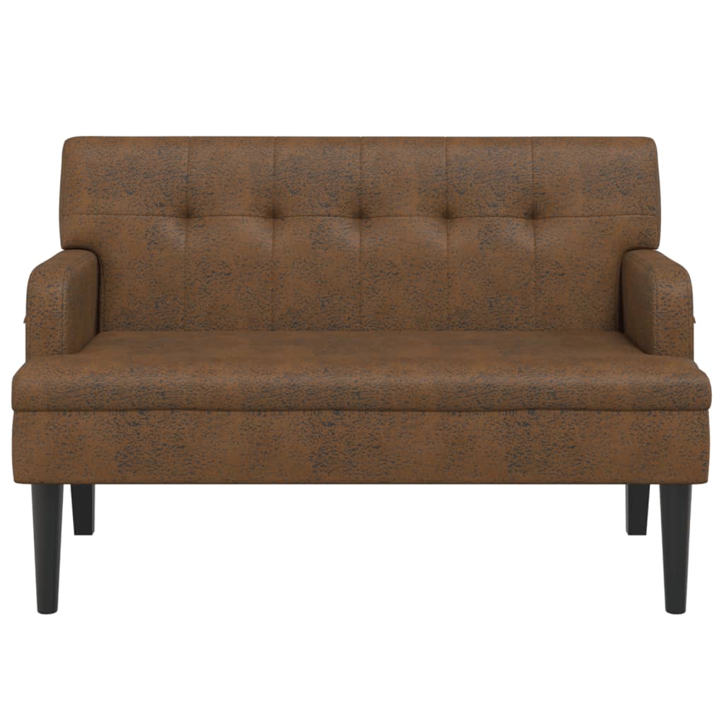 Panca con Schienale Marrone 112x65,5x75 cm in Scamosciato
