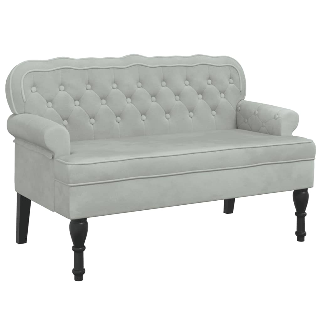 Panca con schienale grigio chiaro 119,5x64,5x75 cm in velluto