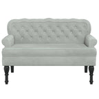 Panca con schienale grigio chiaro 119,5x64,5x75 cm in velluto