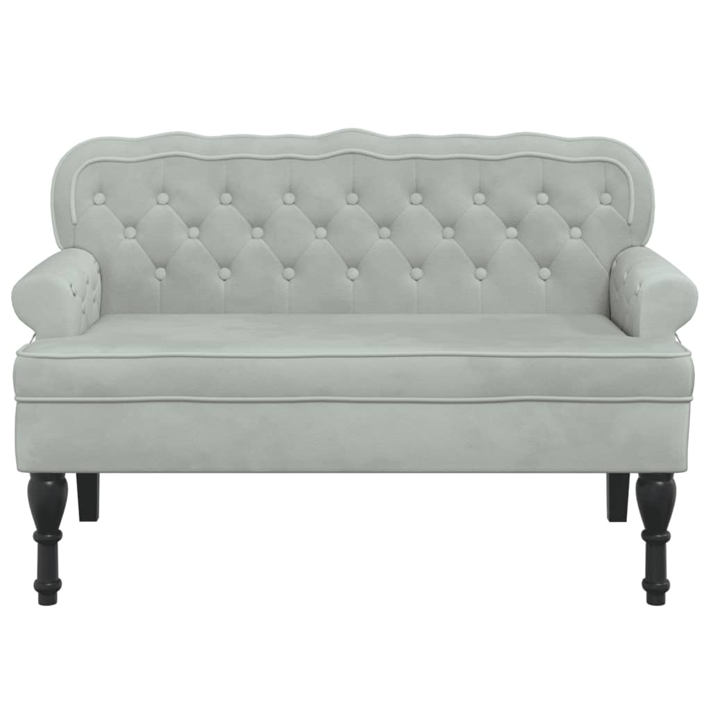 Panca con schienale grigio chiaro 119,5x64,5x75 cm in velluto