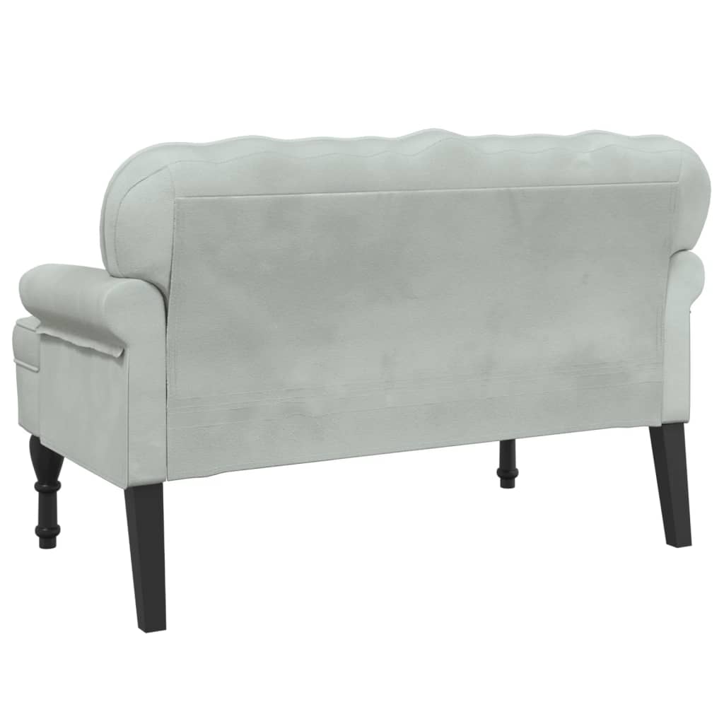 Panca con schienale grigio chiaro 119,5x64,5x75 cm in velluto