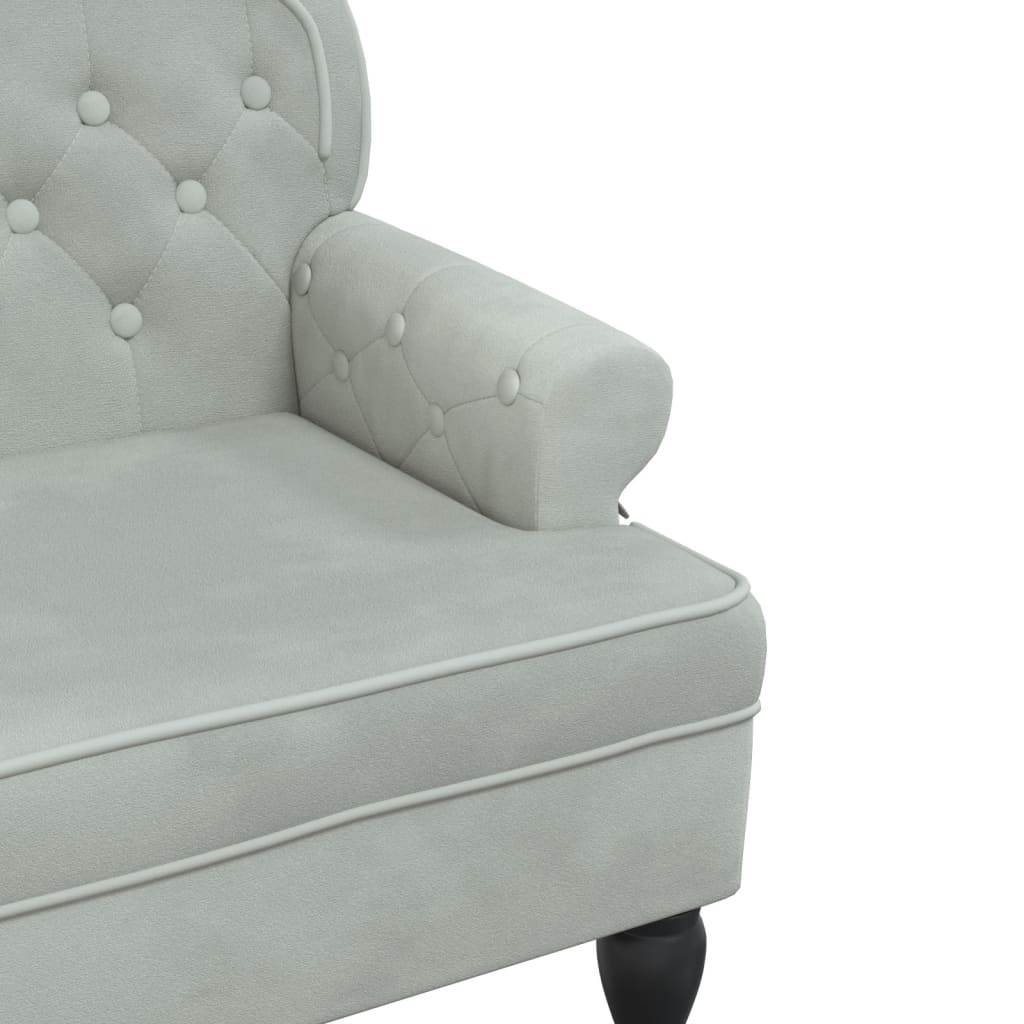 Panca con schienale grigio chiaro 119,5x64,5x75 cm in velluto