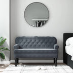 Panca con Schienale Grigio Scuro 119,5x64,5x75 cm in Velluto