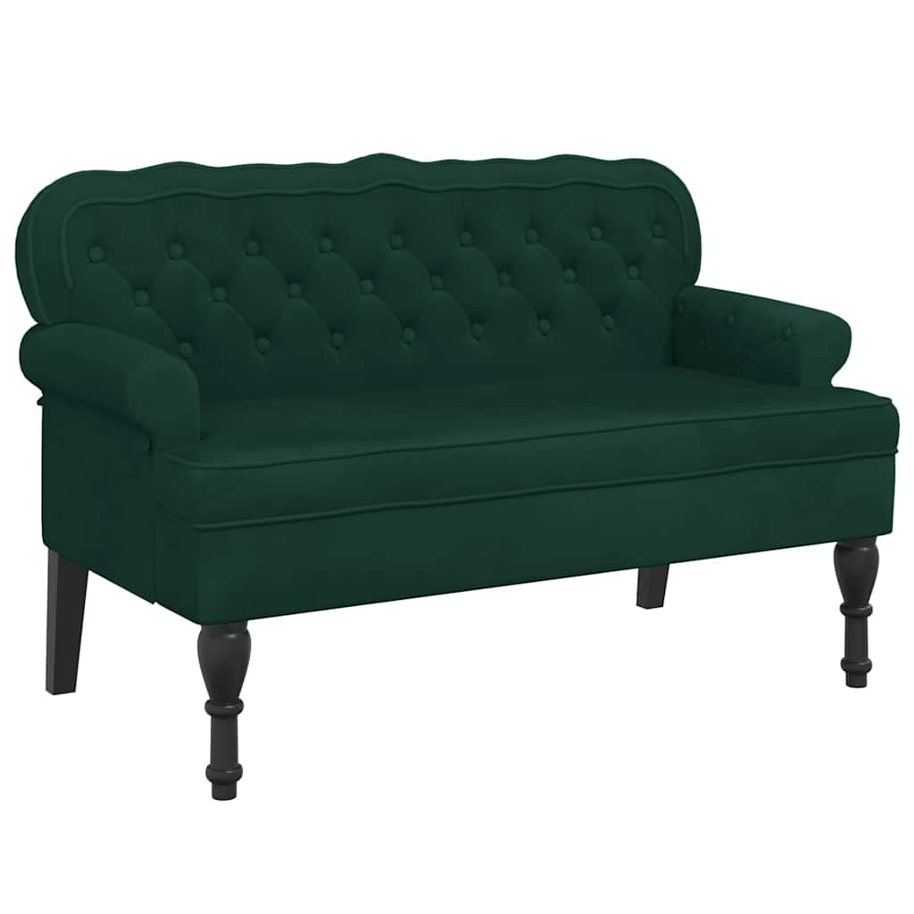 Panca con Schienale Verde Scuro 119,5x64,5x75 cm in Velluto