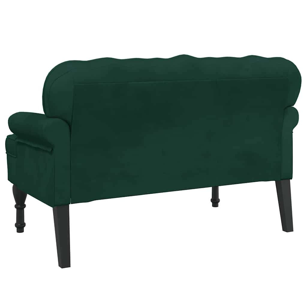 Panca con Schienale Verde Scuro 119,5x64,5x75 cm in Velluto