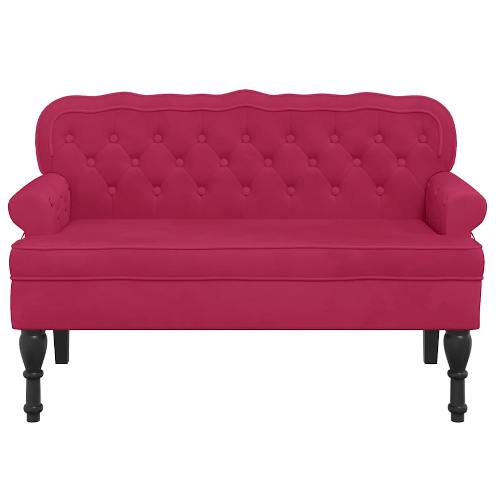 Panca con Schienale Rosso Vino 119,5x64,5x75 cm in Velluto