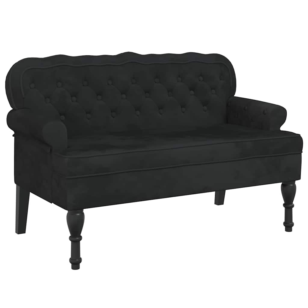 Panca con schienale nera 119,5x64,5x75 cm in velluto