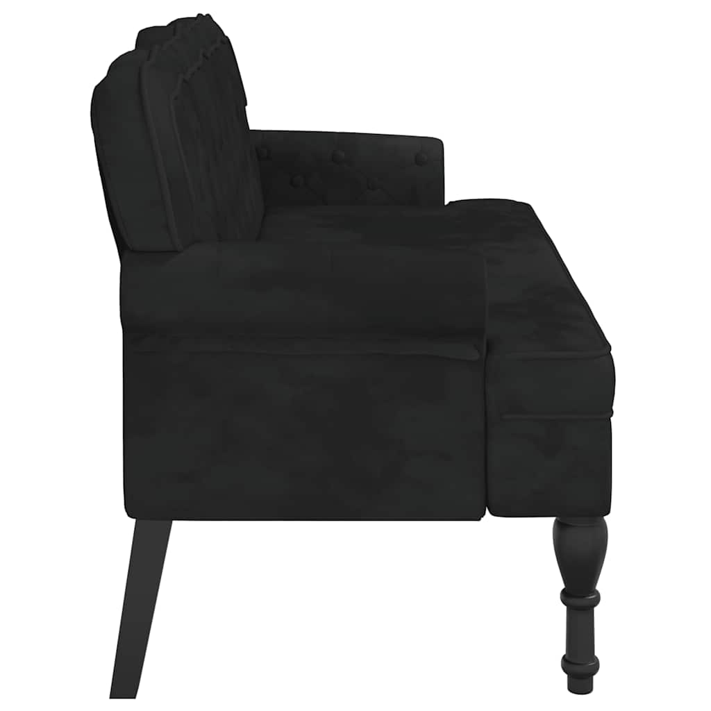 Panca con schienale nera 119,5x64,5x75 cm in velluto