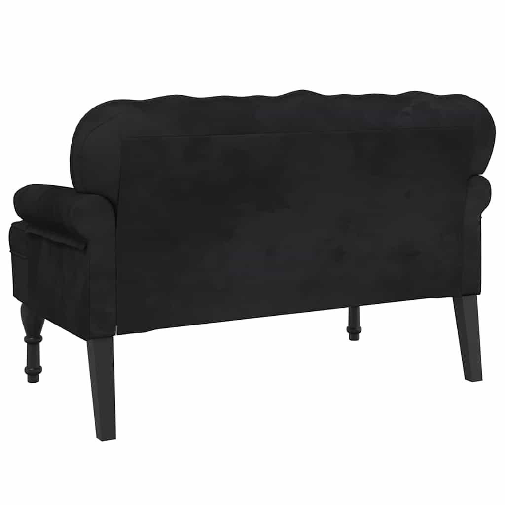 Panca con schienale nera 119,5x64,5x75 cm in velluto