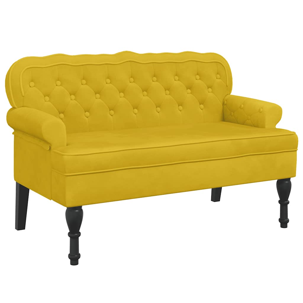 Panca con Schienale Gialla 119,5x64,5x75 cm in Velluto