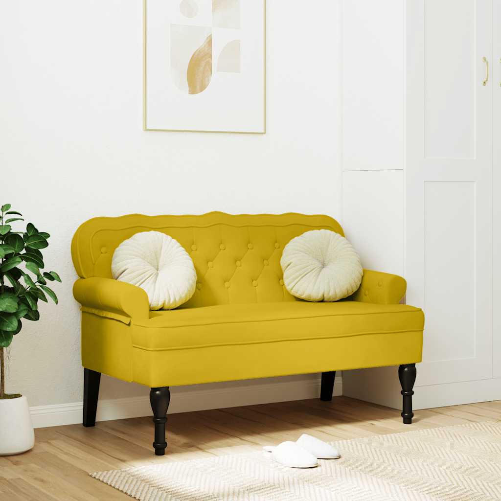 Panca con Schienale Gialla 119,5x64,5x75 cm in Velluto
