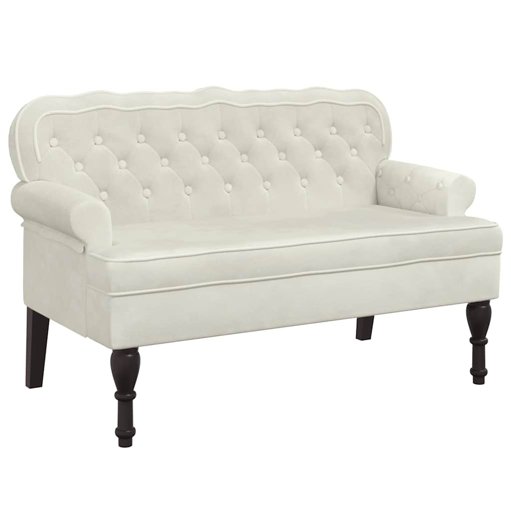 Panca con Schienale Crema 119,5x64,5x75 cm in Velluto