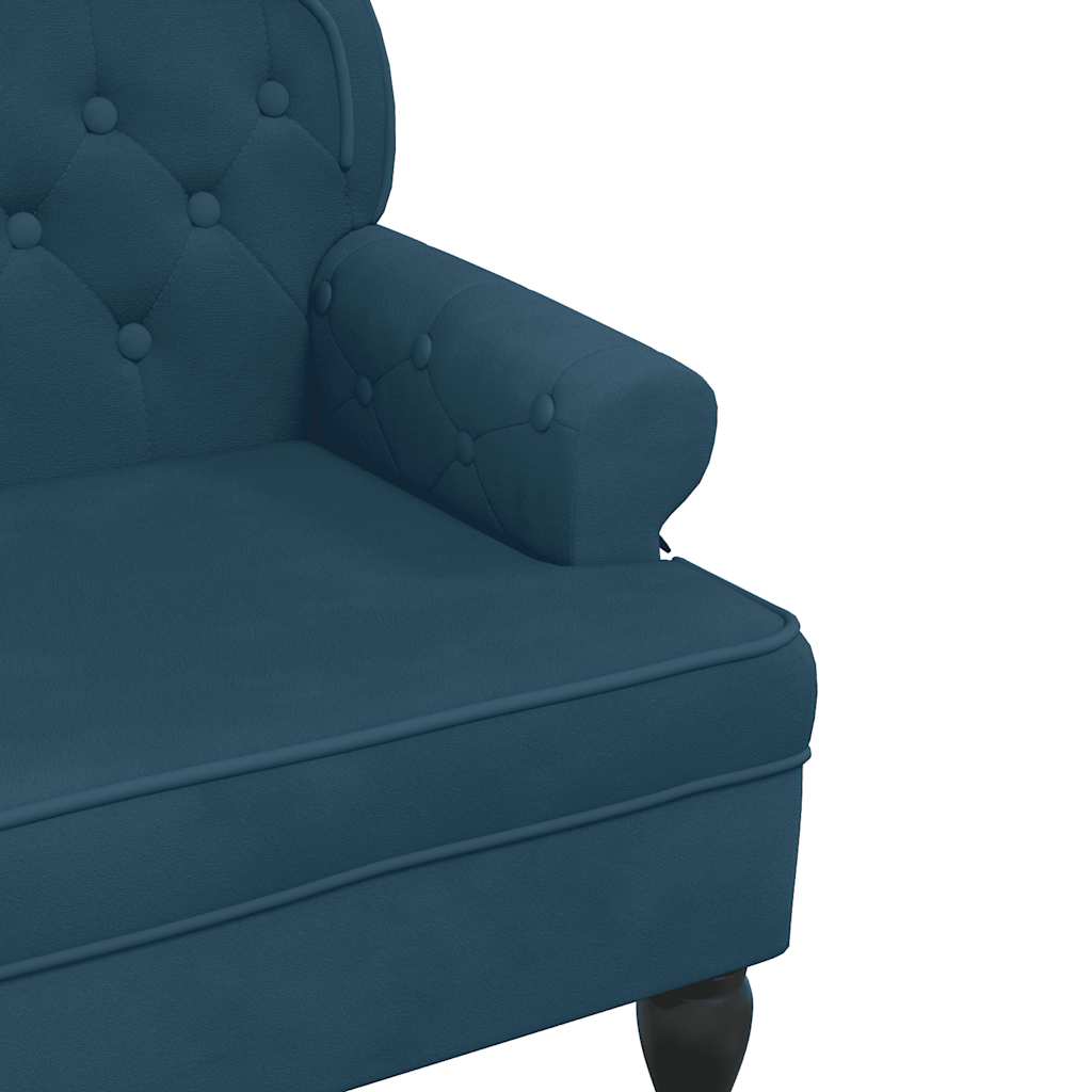 Panca con Schienale Blu 119,5x64,5x75 cm in Velluto