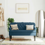 Panca con Schienale Blu 119,5x64,5x75 cm in Velluto