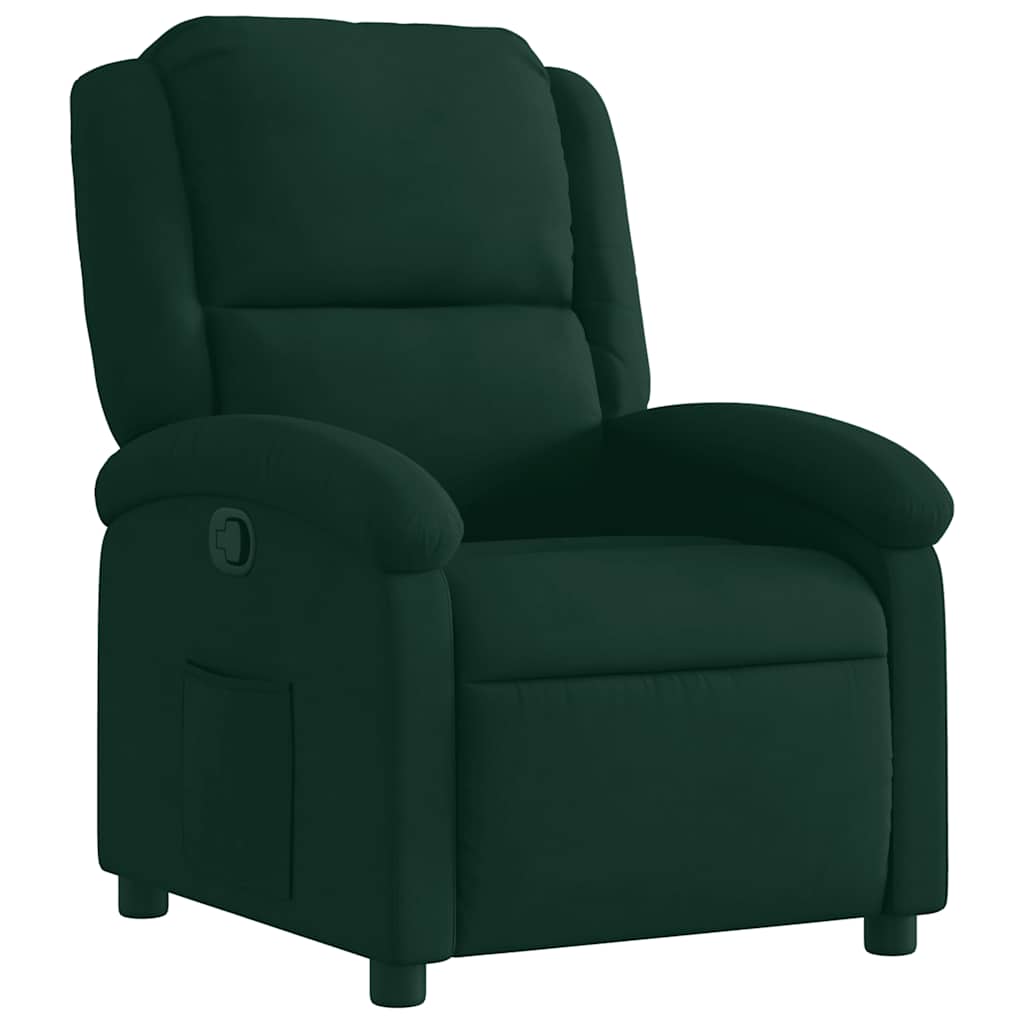 Poltrona Reclinabile Verde Scuro in Velluto
