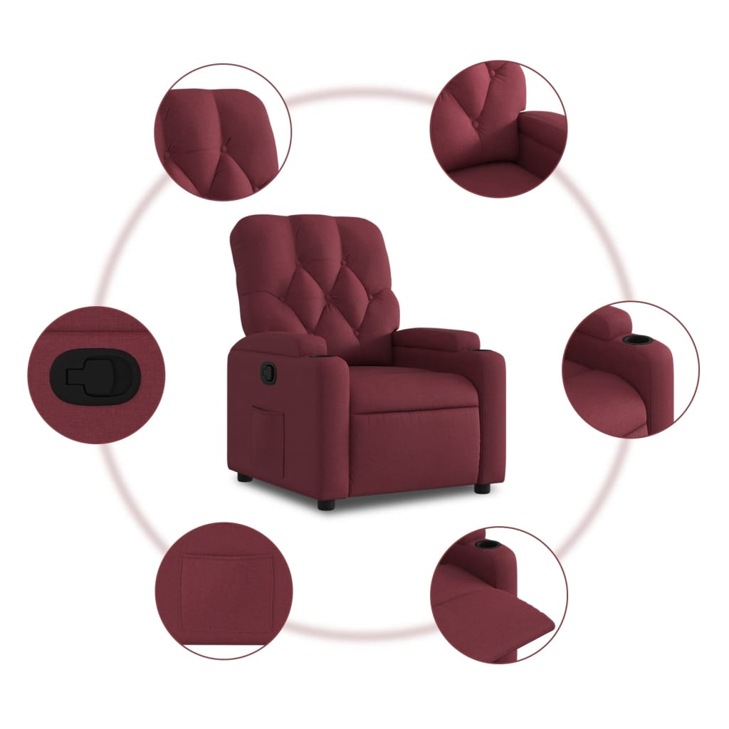 Poltrona Reclinabile in Tessuto Rosso Vino