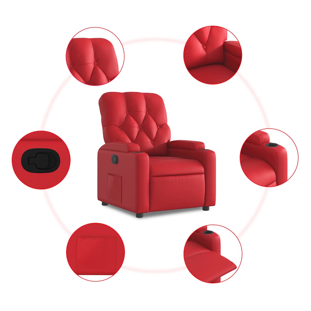 Poltrona Reclinabile Rossa in Similpelle