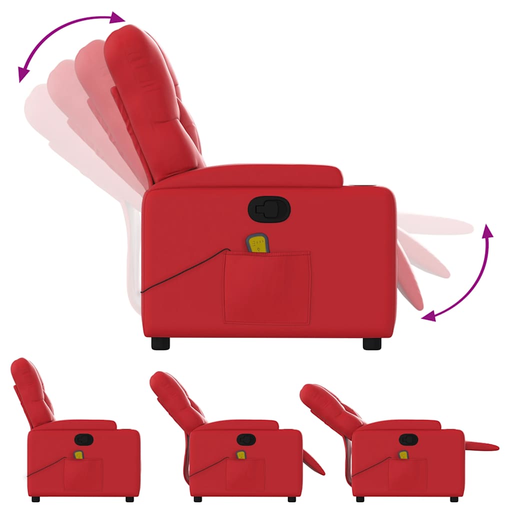 Poltrona Massaggiante Reclinabile Rossa in Similpelle
