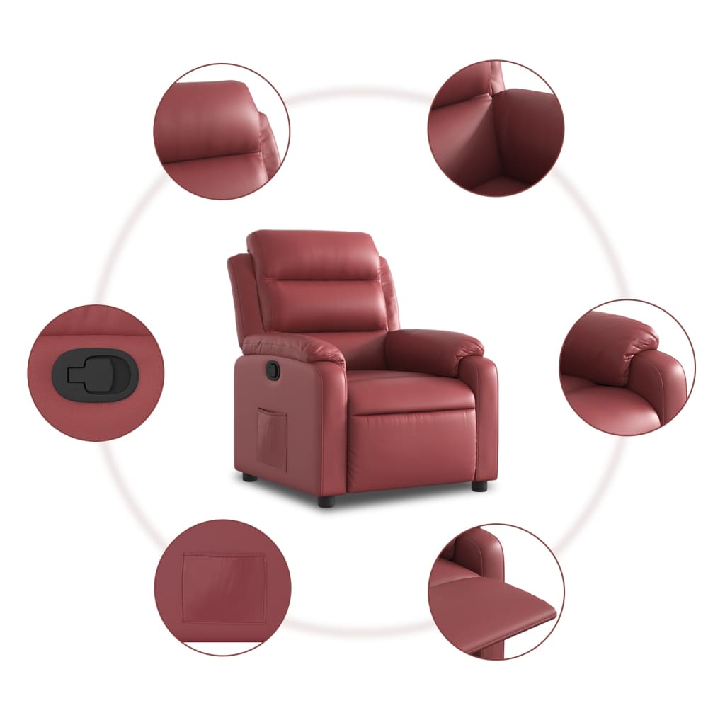 Poltrona Reclinabile Rosso Vino in Similpelle