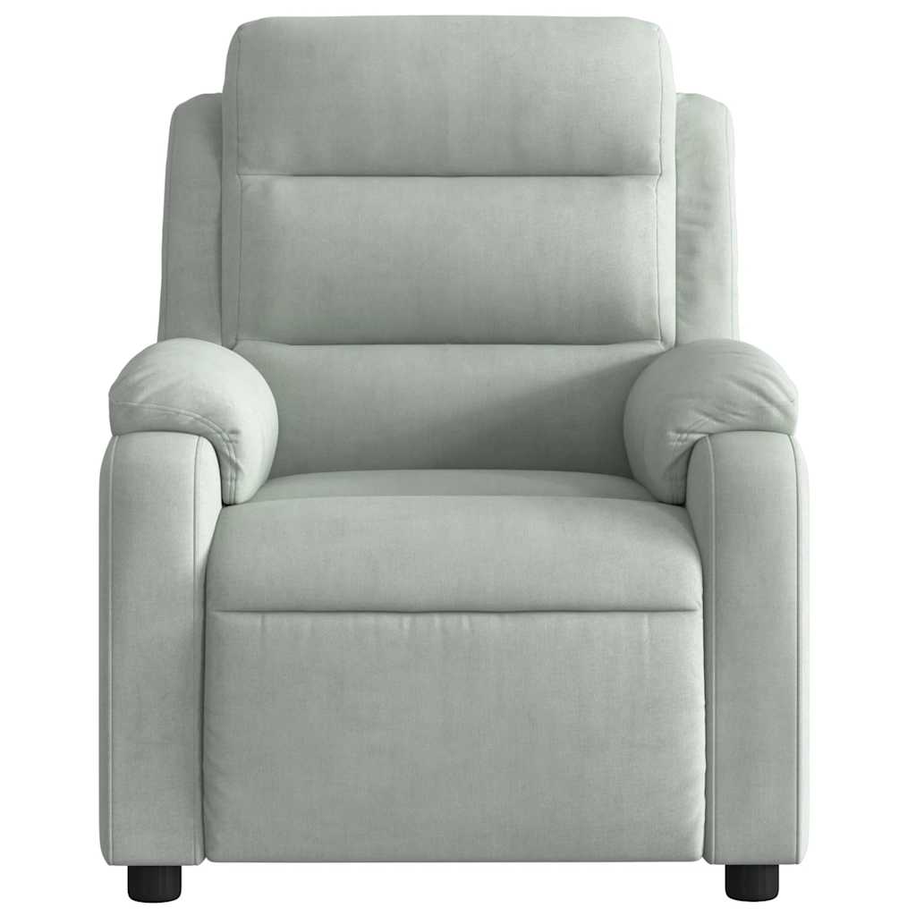 Poltrona Reclinabile Grigio Chiaro in Velluto