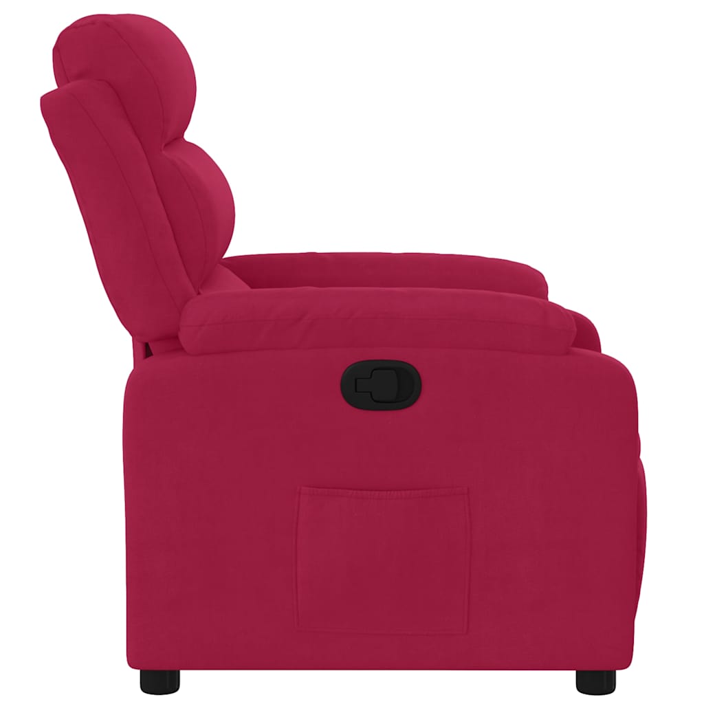 Poltrona Reclinabile Rosso Vino in Velluto