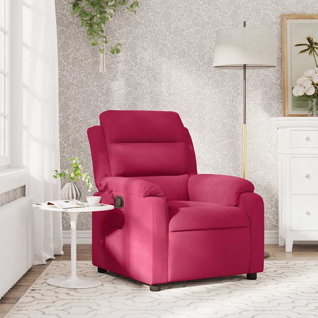 Poltrona Reclinabile Rosso Vino in Velluto