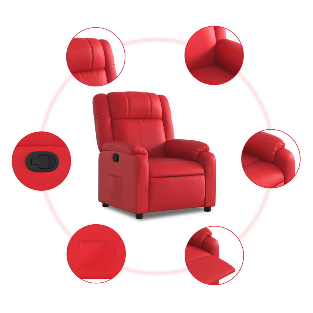 Poltrona Reclinabile Rossa in Similpelle
