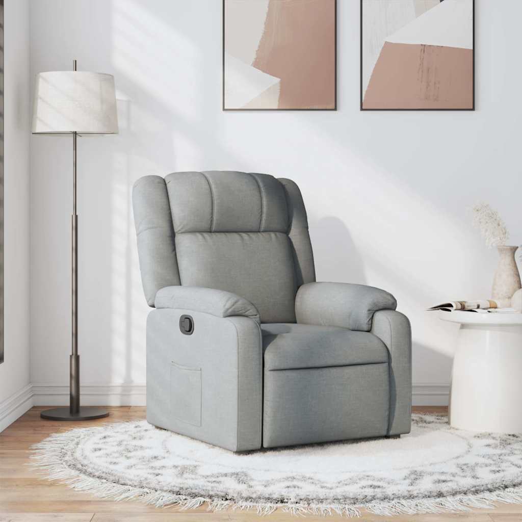 Poltrona Reclinabile in Tessuto Grigio Chiaro