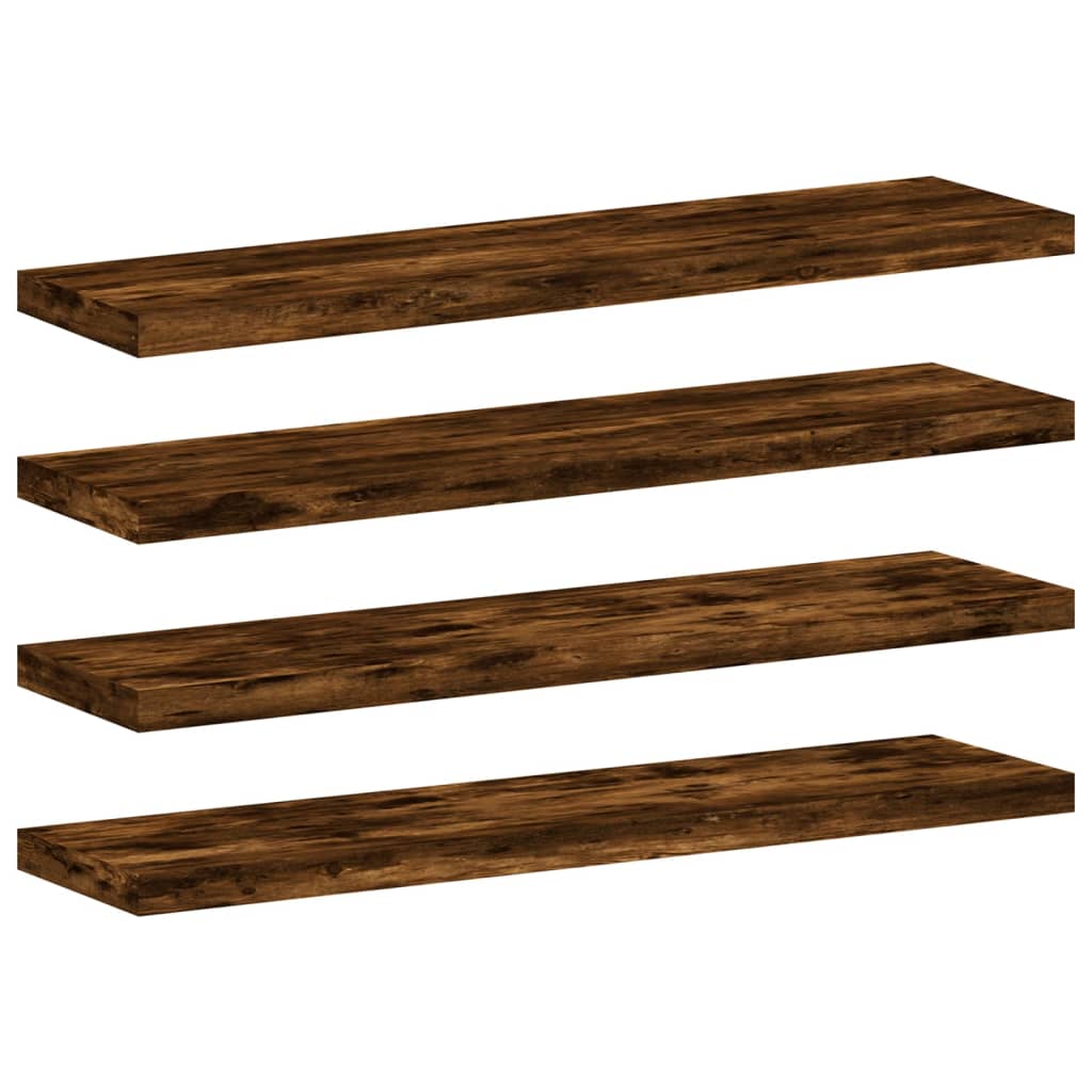 Mensole Parete 4pz Rovere Fumo 40x10x1,5 cm Legno Multistrato