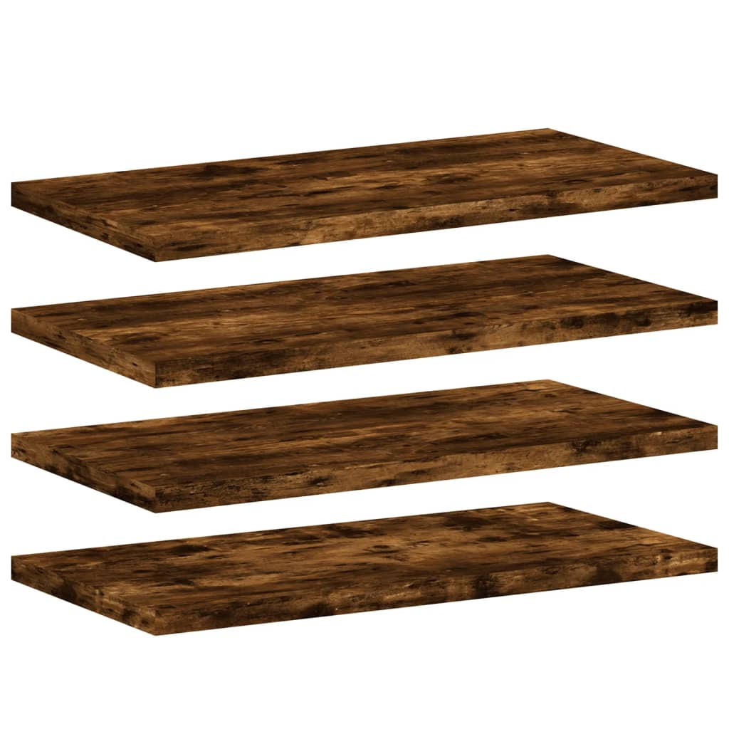 Mensole Parete 4pz Rovere Fumo 40x20x1,5 cm Legno Multistrato