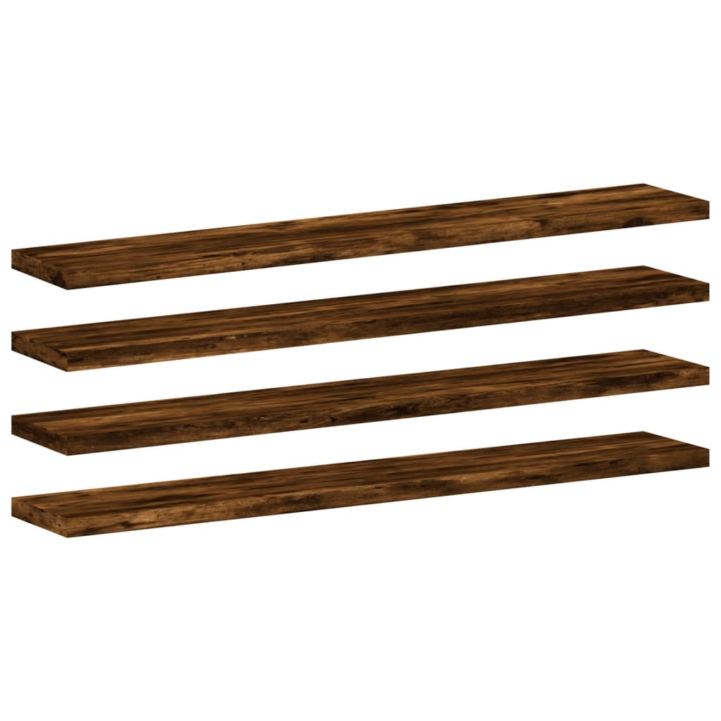 Mensole Parete 4pz Rovere Fumo 60x10x1,5 cm Legno Multistrato